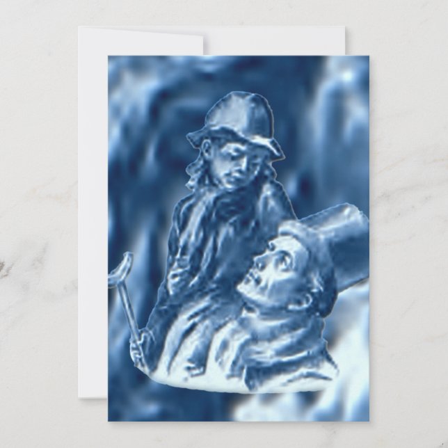 Bob Cratchit and Tiny Tim Christmas Carol Holiday Card (Front)