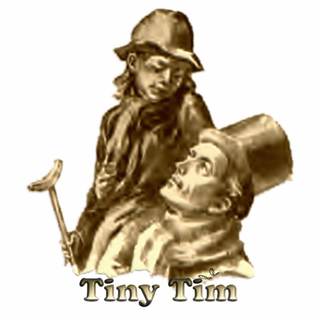 Bob Cratchit and Tiny Tim Christmas Carol Standing Photo Sculpture (Front)