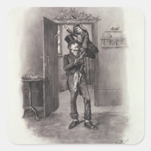 Bob Cratchit and Tiny Tim, from 'Charles Dickens: Square Sticker
