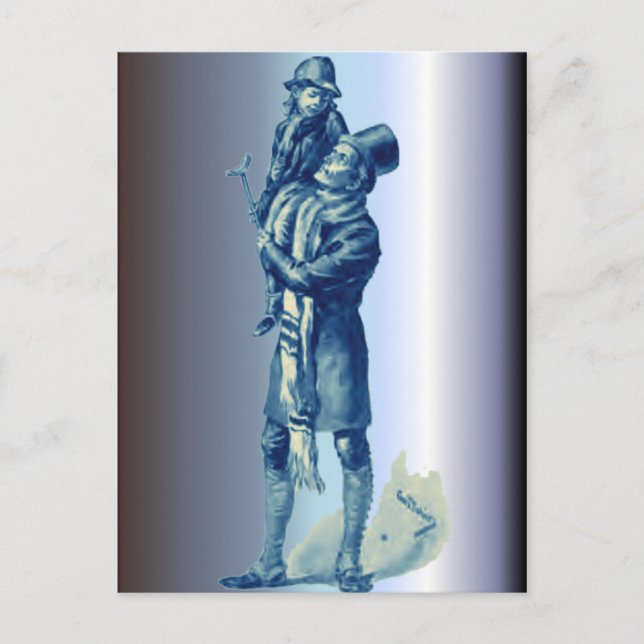 Bob Cratchit Holding Tiny Tim Christmas Carol Holiday Postcard (Front)