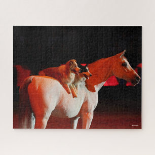 Bob Langrish Arab Horse Standing With Dogs Jigsaw Puzzle