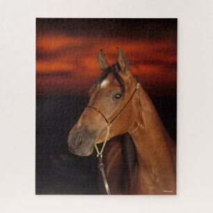 Bob Langrish Bay Arab Stallion Headshot Sunset Jigsaw Puzzle
