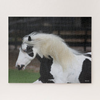 Bob Langrish Black And White Gypsy Vanner Headshot Jigsaw Puzzle