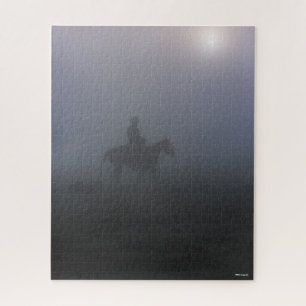 Bob Langrish   Cowboy Riding In Mist With Dog Jigsaw Puzzle