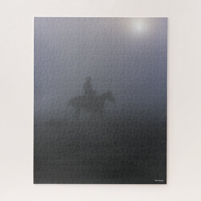 Bob Langrish | Cowboy Riding In Mist With Dog Jigsaw Puzzle (Vertical)