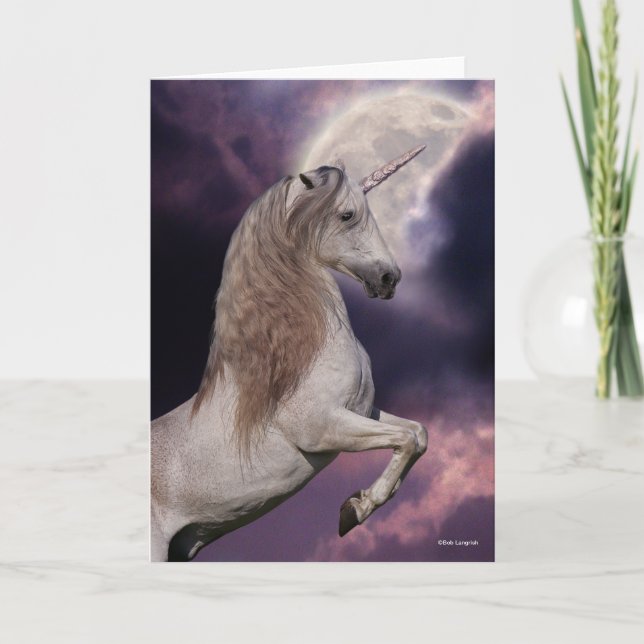 Bob Langrish | Grey Unicorn Rearing Card (Front)