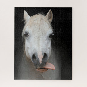 Bob Langrish   Grey Welsh Pony Tongue Out Headshot Jigsaw Puzzle