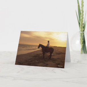Bob Langrish   Horse and Rider On Beach at Sunset Card