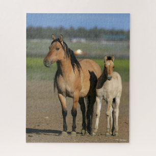 Bob Langrish Kiger Mustang Mare and Foal Standing Jigsaw Puzzle