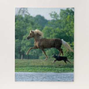 Bob Langrish Palomino Tennessee Walker and Dog Jigsaw Puzzle