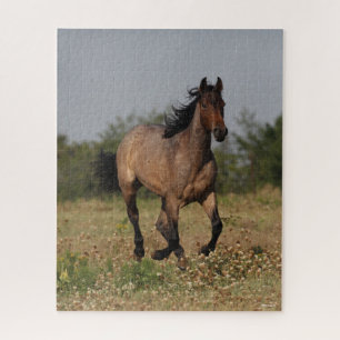 Bob Langrish   Quarter Horse Running In Flowers Jigsaw Puzzle