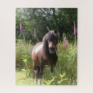 Bob Langrish   Shetland Pony Standing By Flowers Jigsaw Puzzle