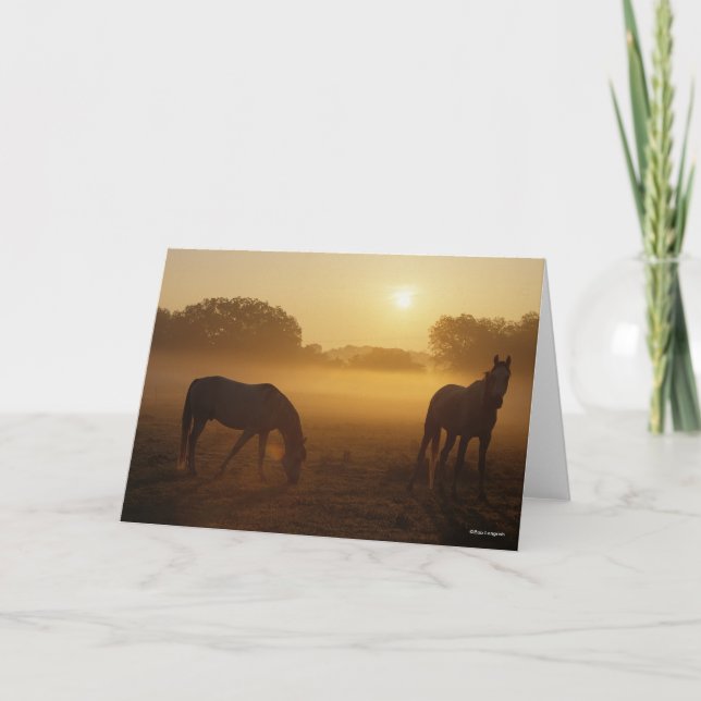 Bob Langrish Two Arabs Standing In Mist At Sunrise Card (Front)