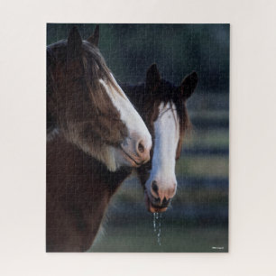 Bob Langrish Two Clydesdale Horses Headshot Jigsaw Puzzle