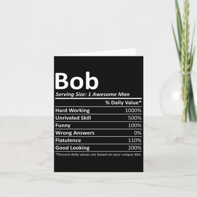 Bob Nutrition Funny Birthday D Name Gif  Card (Front)