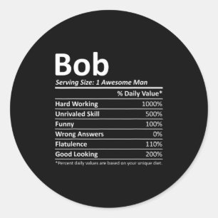 Bob Nutrition Funny Birthday D Name Gif  Classic Round Sticker