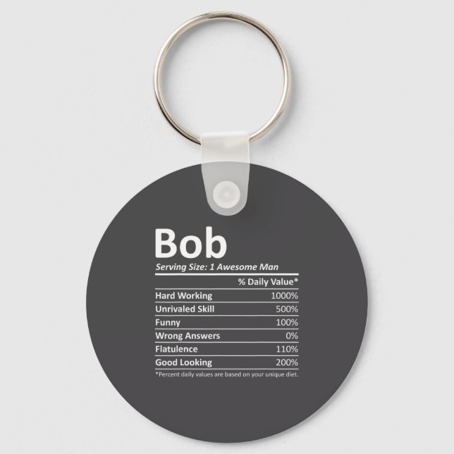 Bob Nutrition Funny Birthday D Name Gif  Key Ring (Front)