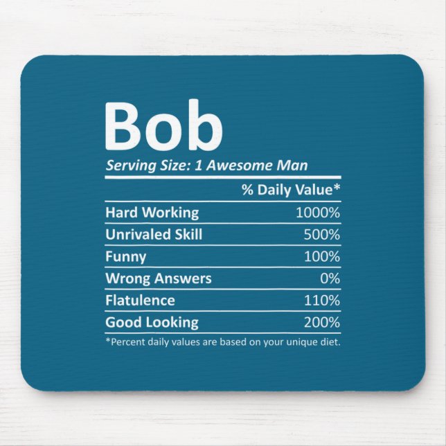Bob Nutrition Funny Birthday D Name Gif  Mouse Mat (Front)