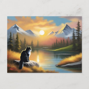 Bob Ross Style Cat Postcard