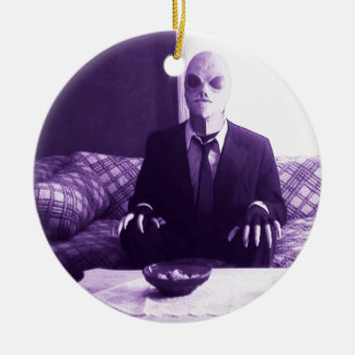 Bob the Alien Watching TV Ornament! Ceramic Tree Decoration