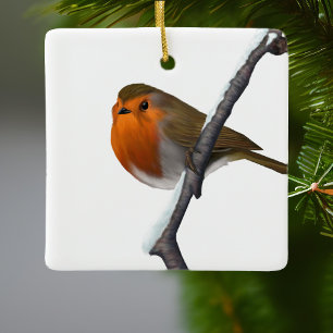 Bob the Red Robin Bird Wildlife Ceramic Ornament