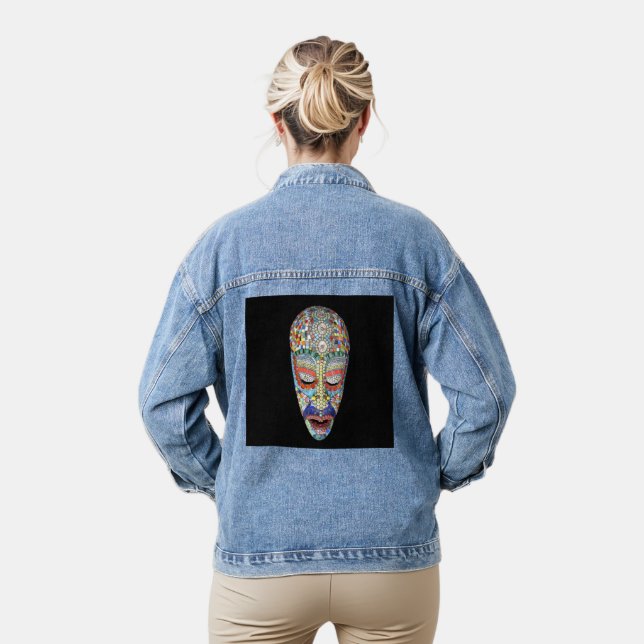 Bob, Why the Long Face? Mosaic Mask Denim Jacket (Model)
