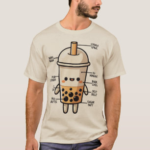 Boba Anatomy, Funny Bubble Tea Cute Kawaii Cartoon T-Shirt