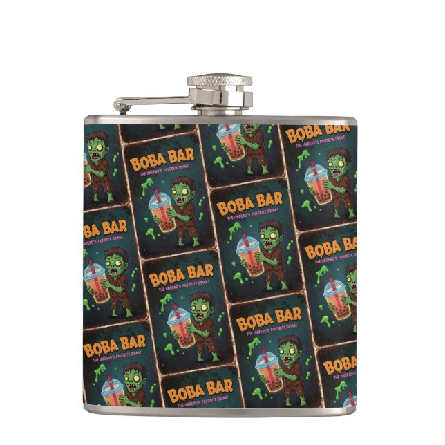 Boba Bar – The Undead’s Favorite Drink! Flask (Front)