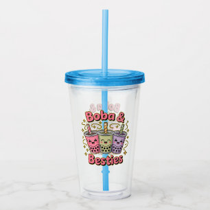 BOBA & Besties Vibes – Perfect for Boba Tea Lovers Acrylic Tumbler