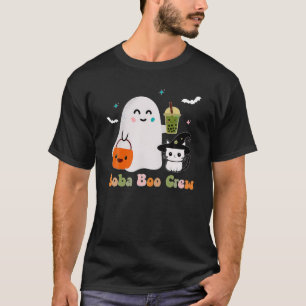 Boba Boo Crew Cute Ghost Cat Bubble Tea Kawaii Hal T-Shirt