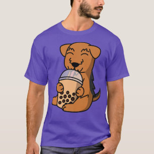 Boba Bubble Milk Tea Airedale Terrier Dog Premium  T-Shirt