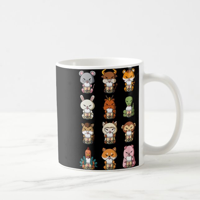 Boba Bubble Milk Tea Chinese Zodiacs Animal Lunar  Coffee Mug (Right)