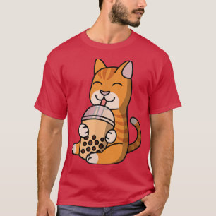 Boba Bubble Milk Tea Ginger Cat Pet T-Shirt
