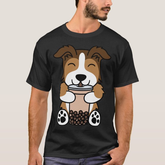 Boba Bubble Milk Tea Shetland Sheepdog T-Shirt (Front)