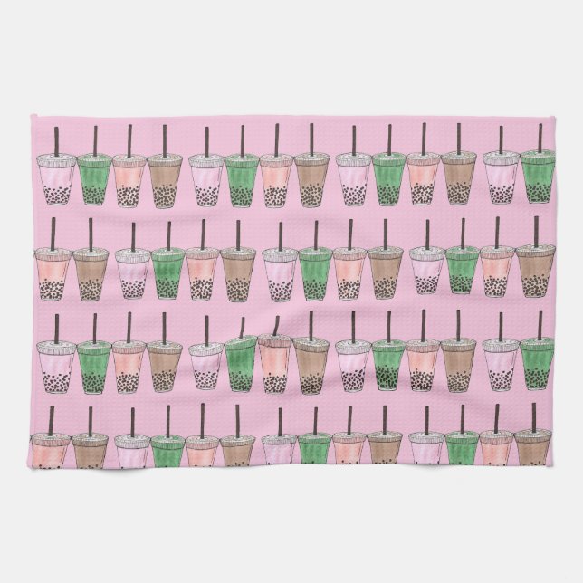Boba Bubble Tapioca Pearl Milk Tea Drinks  Towel (Horizontal)