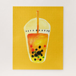 Boba Bubble tea art illustration Jigsaw Puzzle