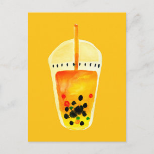 Boba Bubble tea art illustration Postcard