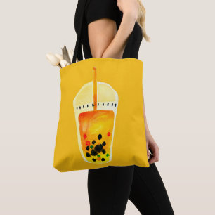 Boba Bubble tea art illustration Tote Bag