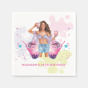 Boba Bubble Tea Birthday Personalised Napkin