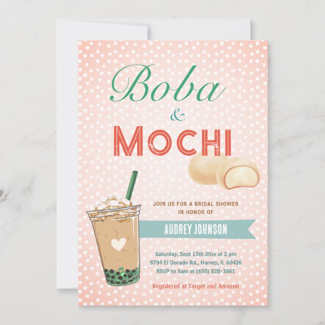 Boba Bubble Tea Bridal Shower Japan Korea Kawaii Invitation (Front)