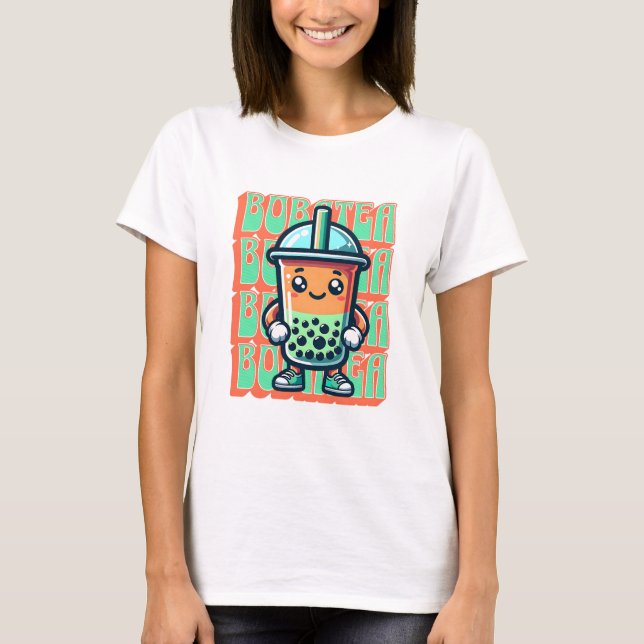 Boba Bubble Tea Kawaii Cute Cartoon T-Shirt (Front)