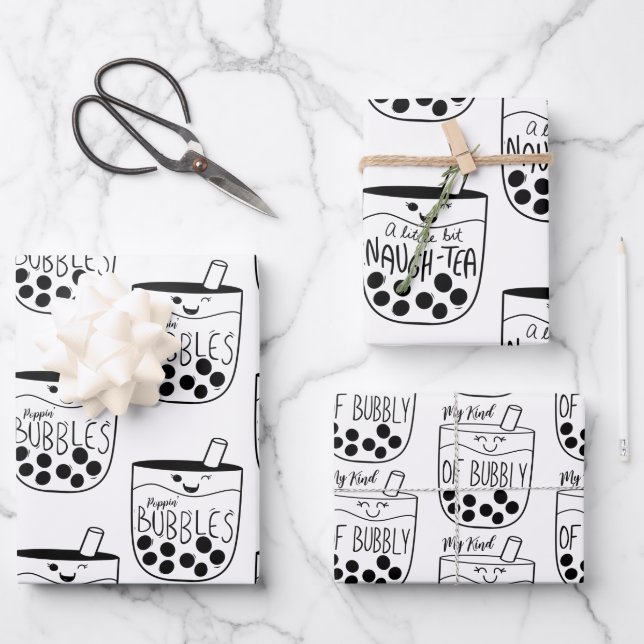 Boba Bubble Tea Naughty Bachelorette  Wrapping Paper Sheet (Front)