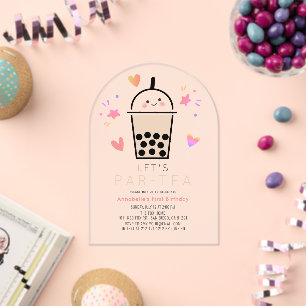 Boba Bubble Tea Party Par-tea 1st Birthday Acrylic Invitations