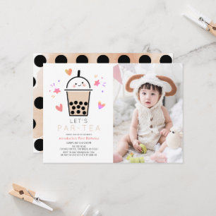 Boba Bubble Tea Party Par-tea Photo 1st Birthday Invitation