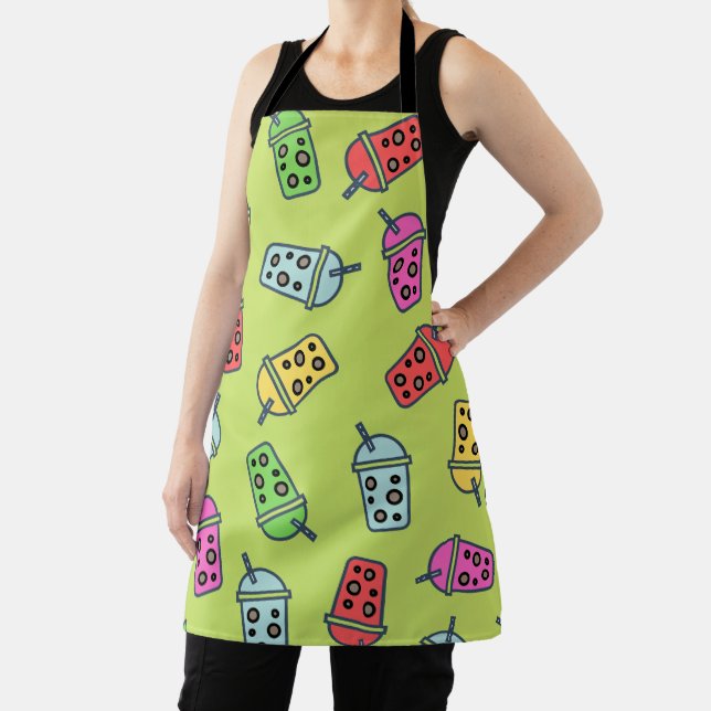 Boba Bubble Tea Pattern Apron (Insitu)