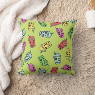 Boba Bubble Tea Pattern Cushion