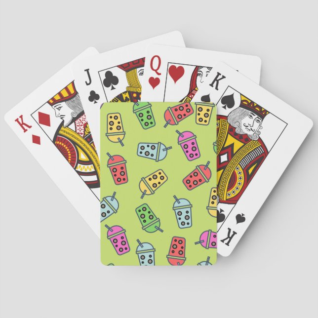 Boba Bubble Tea Pattern Playing Cards (Back)