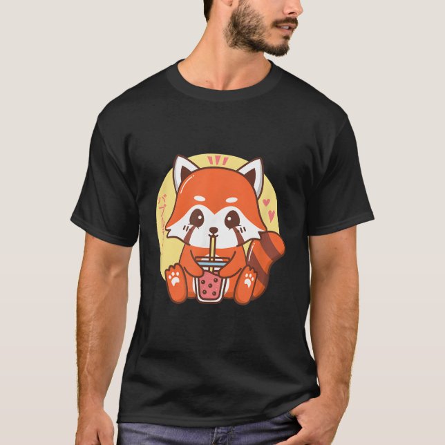 Boba Bubble Tea Red Panda T-Shirt (Front)