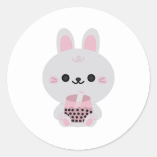Boba Bunny Pink Classic Round Sticker