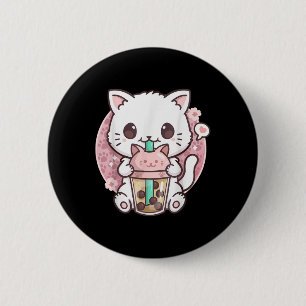Boba Cat Boba Tea Bubble Tea Kawaii Anime Cat Kawa 6 Cm Round Badge